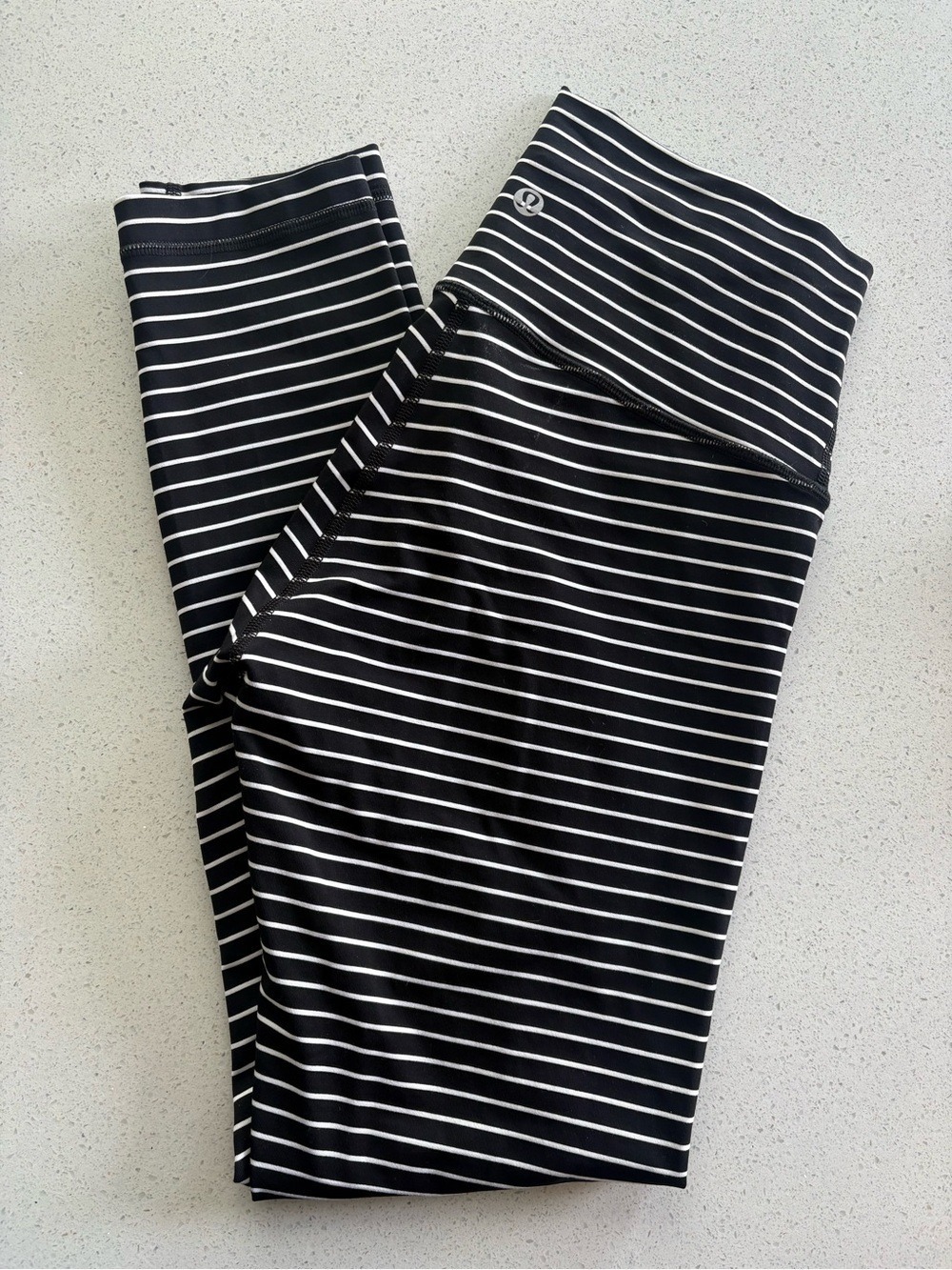 Lululemon Black & White Striped High-Rise Leggings